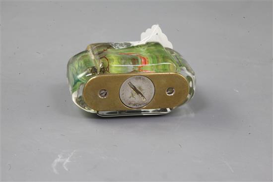 A Dunhill aquarium desk lighter, width 3.75in. height 3in.